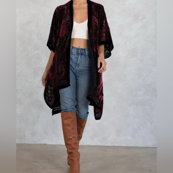 NWT Lovestitch Noelle Velvet Kimono O/S •best fit=0X-3X - Picture 9 of 10